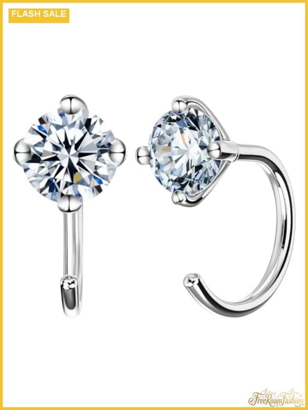 925 Sterling Silver Moissanite Dangle Hoop Earrings, 18K Gold Plated Dainty 1
